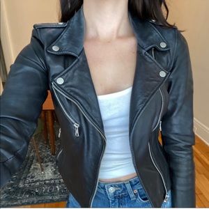 Zara Trafaluc 100% Leather Black Jacket medium
